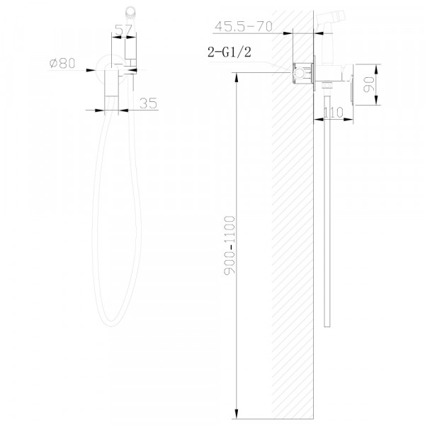 Смеситель ABBER Weiss Insel AF8025W с гигиеническим душем, белый