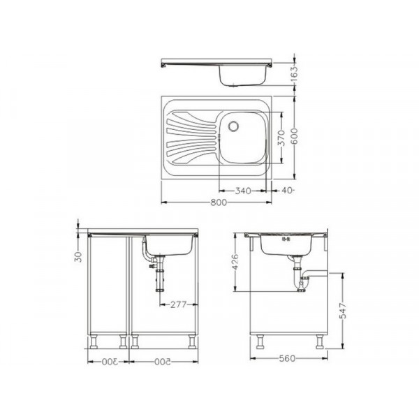 Мойка для кухни Alveus Classic 30R Nat-60 800X600 правая