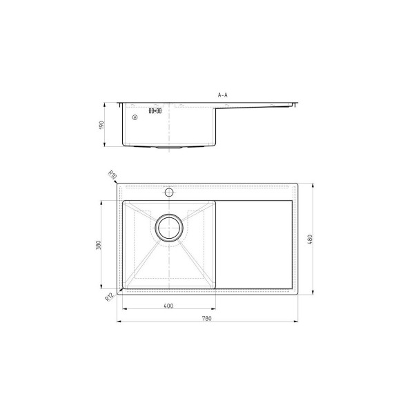 Мойка Alveus Quarto 30 BRS-90, нерж. сталь брашированная, чаша слева