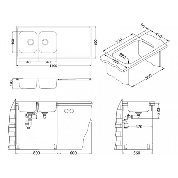 Мойка для кухни Alveus Classic Pro 110 SAT-90 1400X600