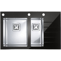 Мойка Alveus Crystalix 20, черное стекло, чаша слева, в комплекте с аксессуарами