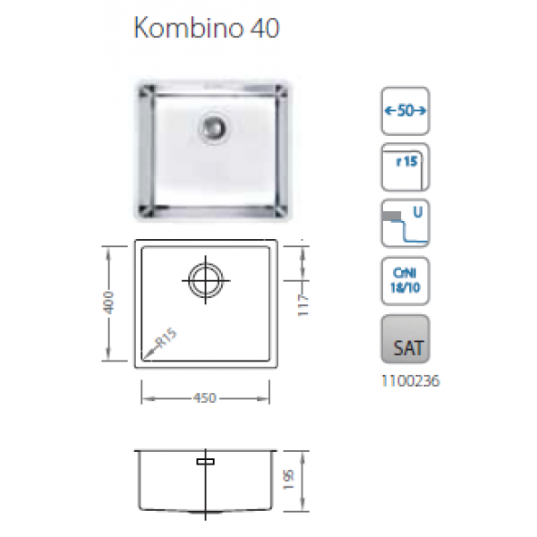 Мойка для кухни Alveus Kombino 40 Satin