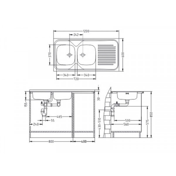 Мойка для кухни Alveus Classic 100 Nat-60 1200X600 левая