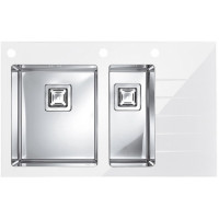 Мойка Alveus Crystalix 20, белое стекло, чаша слева, в комплекте с аксессуарами