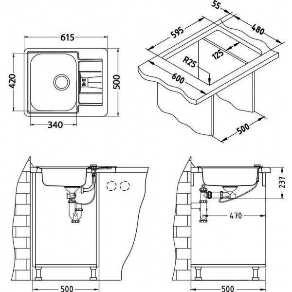 Мойка для кухни Alveus Line Maxim 60 (Satin)