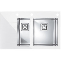 Мойка Alveus Crystalix 20, белое стекло, чаша справа, в комплекте с аксессуарами