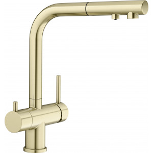 Смеситель для кухни BLANCO FONTAS-S II satin gold 526694 с подключением фильтра и выдвижной лейкой