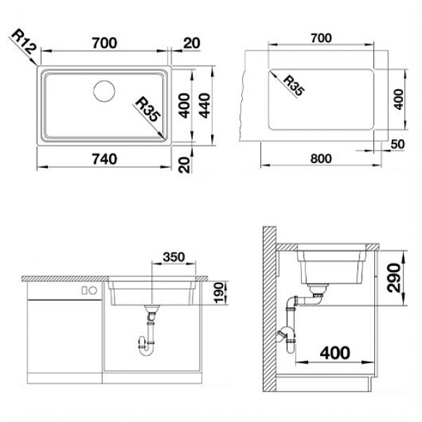 Кухонная мойка BLANCO ETAGON 700-U темная скала 525168