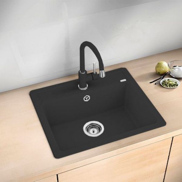 Смеситель для кухни Blanco Mida-S 526146 с выдвижным поворотным изливом, с покрытием Silgranit, цвет Черный.