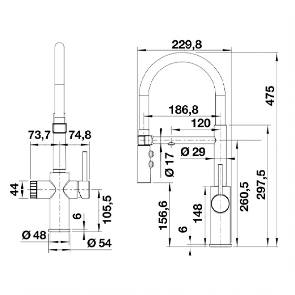 Смеситель для кухни BLANCO CATRIS-S Flexo Filter хром выдвижной шланг 526705