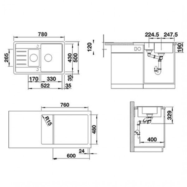 Кухонная мойка Blanco LEGRA 6 S Compact 521302 антрацит