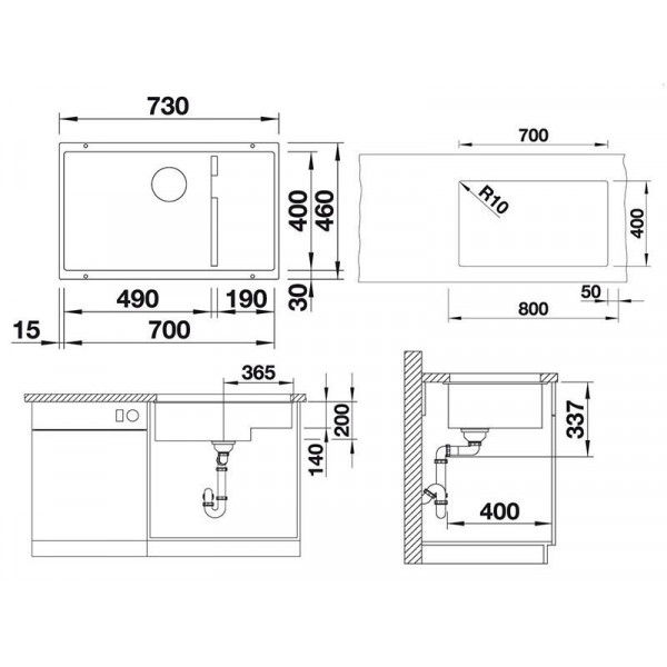 Кухонная мойка BLANCO SUBLINE 700-U Level белый 523542