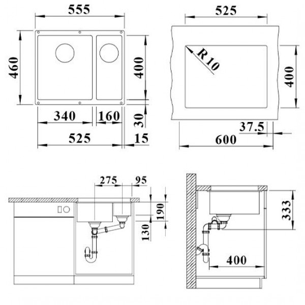 Кухонная мойка BLANCO ROTAN 340/160-U белый 523078