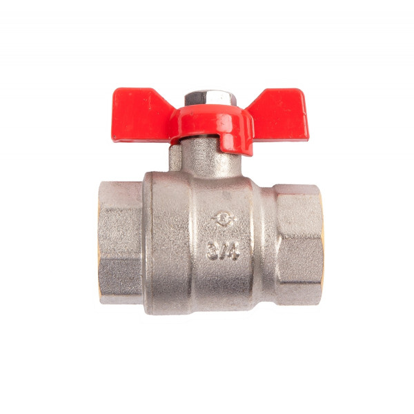 Кран шаровой ARROWHEAD 3/4" ручка бабочка ВН-ВН никелированный PN40