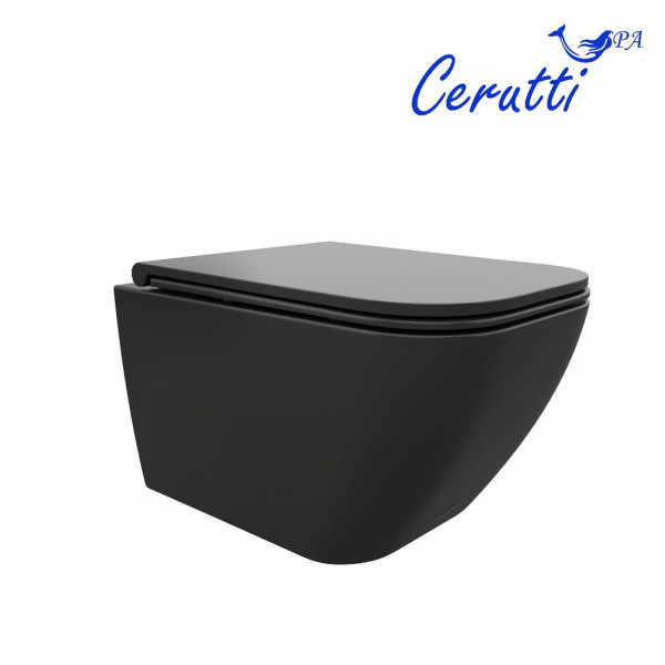 Унитаз подвесной Ceruttispa MIMI Aria MB CT8920 черный матовый, ТЕРМООБЖИГ (не плёнка) безободковый (510х350х355)