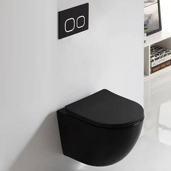 Унитаз подвесной Ceruttispa TICINO Aria MB CT8918 черный матовый, ТЕРМООБЖИГ (не плёнка) безободковый (485х365х350)