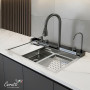 Многофункциональная кухонная мойка Ceruttispa GLORIA Nano Embos (матовый хром) из нержавеющей стали (750х460х230)