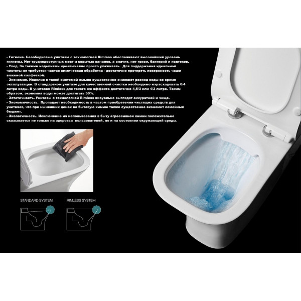 Унитаз подвесной Ceruttispa ADIGE Aria MW CT9245 безободковый (490х360х355) белый матовый, ТЕРМООБЖИГ (не плёнка)
