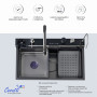 Многофункциональная кухонная мойка Ceruttispa GLORIA Pro nano black (графит) из нержавеющей стали (750х460х230)