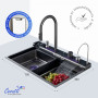 Многофункциональная кухонная мойка Ceruttispa GLORIA Pro nano black (графит) из нержавеющей стали (750х460х230)