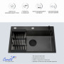 Кухонная мойка Ceruttispa GLORIA 60B nano black (графит) из нержавеющей стали (600х500х220)