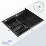 Кухонная мойка Ceruttispa GLORIA 60B nano black (графит) из нержавеющей стали (600х500х220)