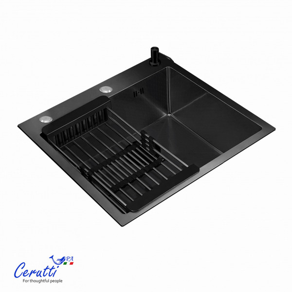 Кухонная мойка Ceruttispa GLORIA 50B nano black (графит) из нержавеющей стали (500х500х220)