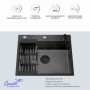 Кухонная мойка Ceruttispa GLORIA 50B nano black (графит) из нержавеющей стали (500х500х220)