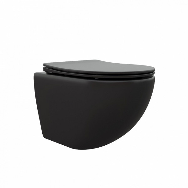 Унитаз подвесной Ceruttispa SELLA Aria MB CT9160 черный матовый, ТЕРМООБЖИГ (не плёнка) безободковый (490х360х325)