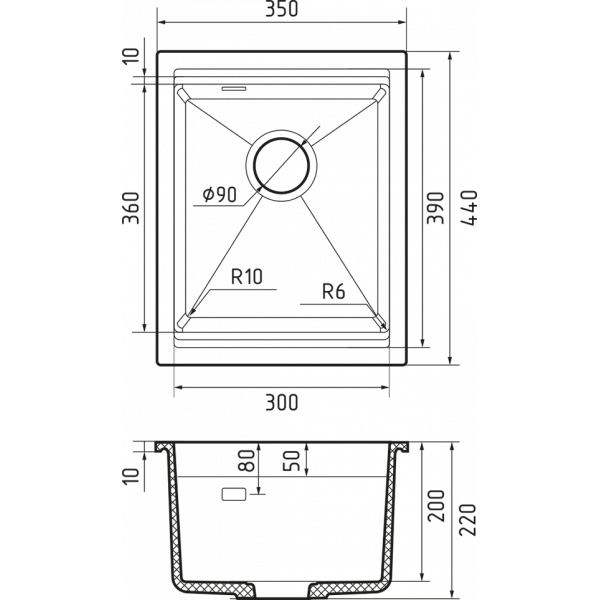 Мойка для кухни Rivelato LINO 354 grigio metallizz
