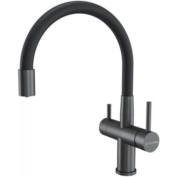 Кухонный смеситель KUCHENSTERN WURM-FE sus 304 Вороненая сталь 750GM80