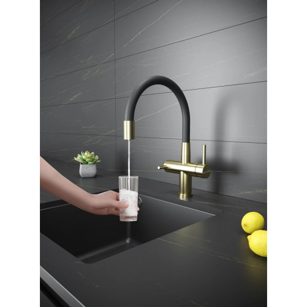 Кухонный смеситель KUCHENSTERN WURM-FE sus 304 Золото 750GL80 с подключением фильтра
