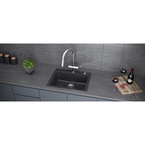 Кухонная мойка KUCHENSTERN TOPKERAM 60 керамика KeraPlus черный 302KB30