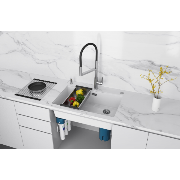 Мойка LUMI 74UNI-SKEW, IT-GRANIT, LU74SK-WH, белый, 740х440, Paulmark