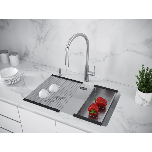 Мойка LUMI 74UNI-SKEW, IT-GRANIT, LU74SK-WH, белый, 740х440, Paulmark