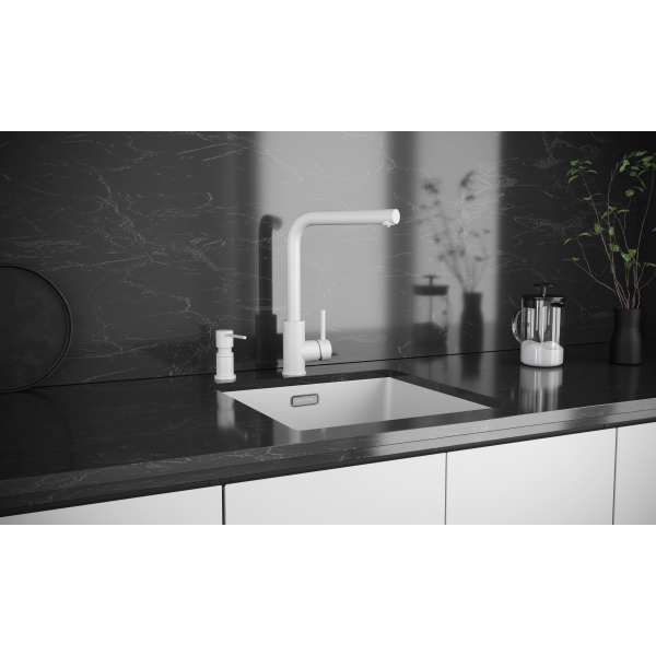 Мойка LUMI 45UNI, IT-GRANIT, LU45-WH, белый, 455х460, Paulmark
