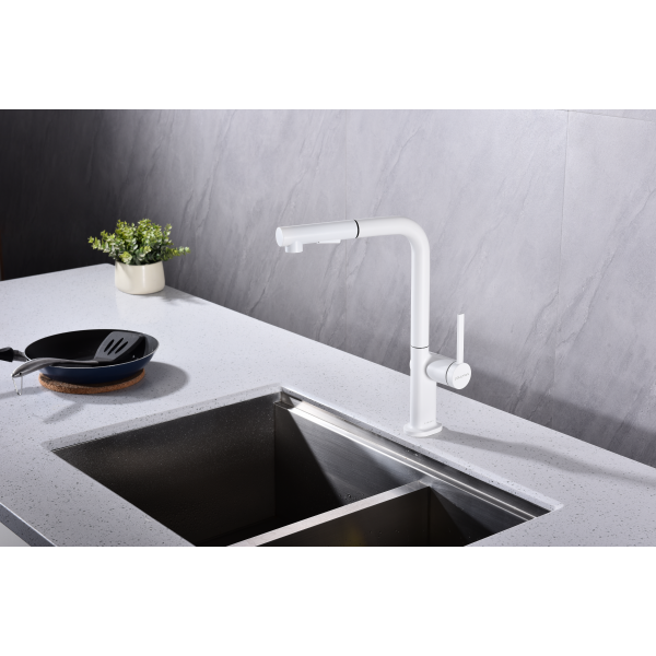 Смеситель для кухни NEO, белый матовый, Ne214419-WH, Paulmark