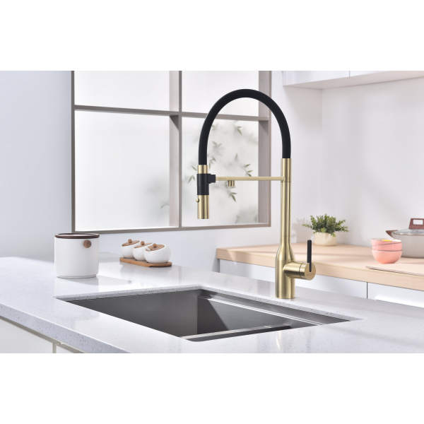 Смеситель для кухни MAGNETO ONE, светлое золото, Ma213188-LG, Paulmark