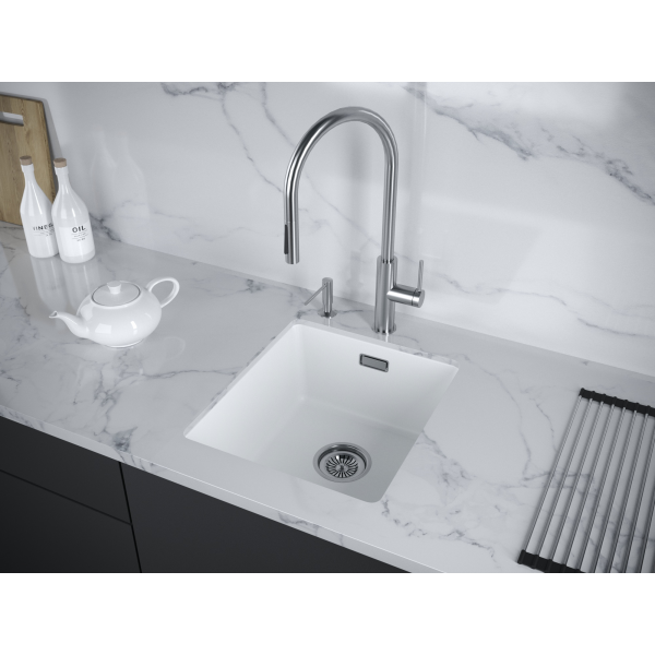 Мойка LUMI 41UNI, IT-GRANIT, LU41-WH, белый, 410х460, Paulmark