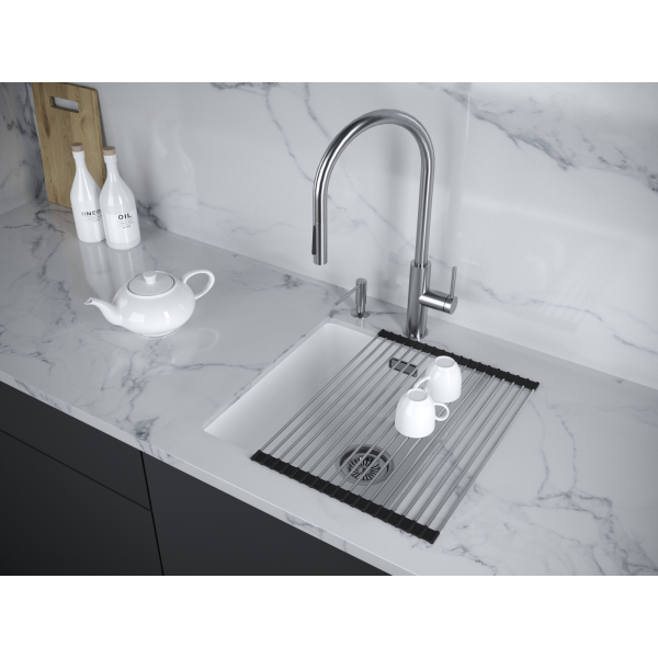 Мойка LUMI 41UNI, IT-GRANIT, LU41-WH, белый, 410х460, Paulmark