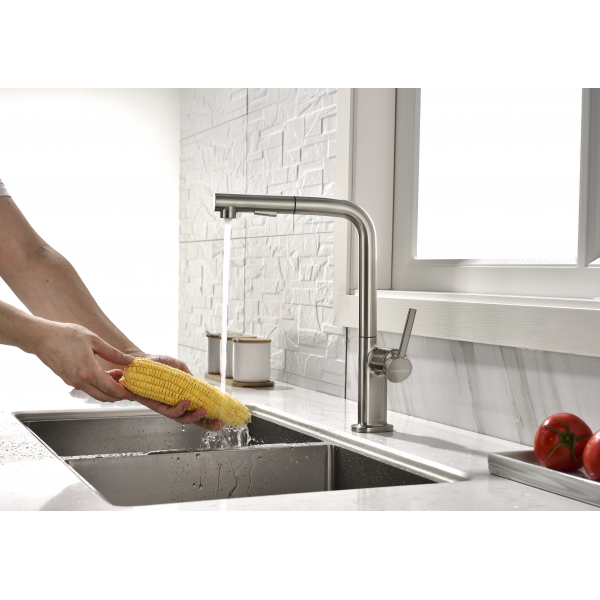 Смеситель для кухни NEO, брашированная сталь, Ne214419-BS, Paulmark