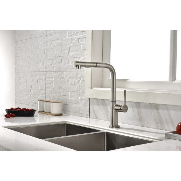 Смеситель для кухни NEO, брашированная сталь, Ne214419-BS, Paulmark