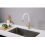 Смеситель для кухни SALIX, бронза, белый шланг, Sa213419-BRw, Paulmark