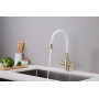 Смеситель для кухни SALIX, бронза, белый шланг, Sa213419-BRw, Paulmark
