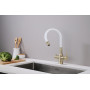 Смеситель для кухни SALIX, бронза, белый шланг, Sa213419-BRw, Paulmark