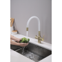 Смеситель для кухни SALIX, бронза, белый шланг, Sa213419-BRw, Paulmark