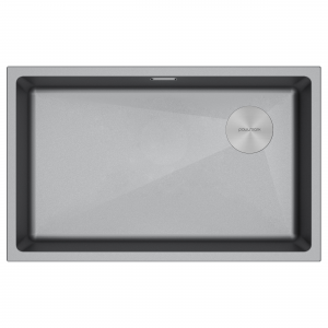 Мойка LUMI 74UNI-SKEW, IT-GRANIT, LU74SK-GRM, серый металлик, 740х440, Paulmark