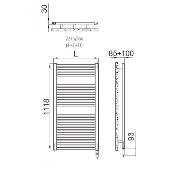 Электрический полотенцесушитель IRSAP ARES ELECTRIC-HEATER H 1118-580 хром