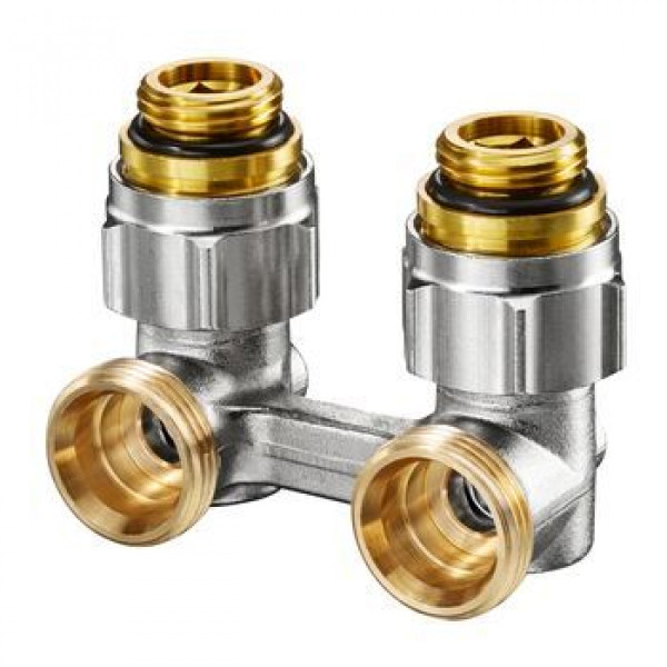 Запорно-присоединительный узел Oventrop "Multiflex F" угловой H-образный 3/4"х1/2"