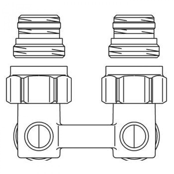 Запорно-присоединительный узел Oventrop "Multiflex F" угловой H-образный 3/4"х1/2"